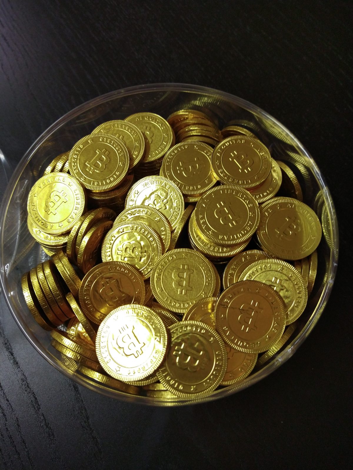 Pot of bitcoins